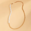 Freshwater Pearls/Plastic Pearl Stainless Steel Chain Plicing Necklace Hip Hop Charms Jewelry Adjustable - Image 3