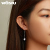 Silver Pink Blue Clear CZ Long Tassel Link Earrings Drop Dangle Ear Stud Earring for Women Wedding Party Gift - Image 3