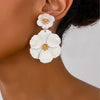 Big Flower Drop Earrings for Women Exaggerated Double Floral Dangle Earrings Statement Charm Jewelry for Wedding Party - Image 2