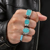 Stylish Stone Turquoise Ring for Men, Stainless Steel Signet Ring,Vintage Birthday Jewelry Gift for Him Dad - Image 3