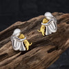 Cute Two Tone Gold Silver Color Women and Dog Stud Earrings Dog Mom Small Hoop Earrings Animal Pet Jewelry - Image 5