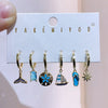 6pcs Pendant Earring Set Star Flower Butterfly and Simple Hoop Earrings Jewelry Gold Plated Accessory - Image 9