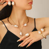 French Style Baroque Imitation Pearl Necklace Bangle Earrings Ring Set For Women Punk Clavicle Chain Torques Jewelry Set - Image 5