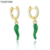 Yellow Red Small Chili Hoop Earrings For Women Girl Creative Silver Ear Buckle Earrings Gifts Female Jewelry - Image 11