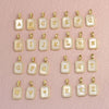Stainless Steel Square 26 Letters Pendant Necklace White Shell Inlay Cubic Zircon Letter Initial Necklace - Image 2