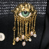 Eye Motif Tassel Brooch with Metal Chain Details - Image 7