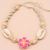 Neon Pink Color Flower Shell String Weaving Handmade Anklet Starfish Shell Turtle Charm Adjustable Anklet Summer Beach Jewelry - Image 1