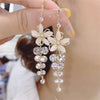 Crystal Flower Tassel Drop Earrings for Women Shiny Zircon Opal Long Dangle Earrings Girls Party Wedding Jewelry Gift - Image 4