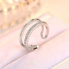 Silver Zircon Adjustable Engagement Rings For Women Wedding Elegant Jewelry Ladies Accessories Gifts - Image 2