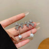 Temperament Bow Pearl Ear Clips Earrings Without Ears Hole Women's Sweet Temperament Versatile Rhinestone Clip on Earrings - Image 13