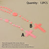 12-Piece Plastic Rosary Bead Necklace Set with Cross Pendants in Multiple Colors - Image 12