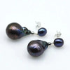 Silver 13-14mm Freshwater Baroque Pearl Earrings Temperament Black Pearl Jewelry Gifts For Men Women - Image 4