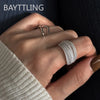 Silver Unique Lines Ring For Women Jewelry Finger Adjustable Open Vintage Ring For Party Birthday Gift - Image 3
