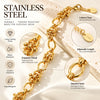 Chunky Stainless Steel Link Chain Bracelet in Gold-Tone - Image 4