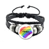 Lgbt Black Weave Leather Bracelet Bi Pride Glass Cabochon Gay Pride Rainbow Flag Photo Bangle Jewelry For Women Men Lovers Gift - Image 29