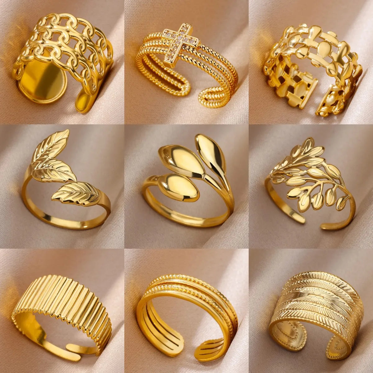 316L Stainless Steel Rings for Women Gold Color Women's Ring Male Finger Wedding Quality Jewelry Accessories 48 Style - Image 1