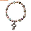 Cross Charm Beaded Stretch Bracelet in Multiple Colors - Image 8