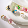 HECHENG,Multicolor Enamel Dripping Oil Zircon Open Ring For Women Adjustable Gold Plated Chunky Finger Rings Gift - Image 1