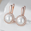 Geometry Pearl Drop Earrings for Women Rose Gold Color With Zircon Boho Ethnic Wedding Jewelry - Image 3