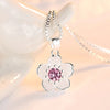 Silver Crystal Flower Pendant Necklace Stud Earrings Jewelry Sets For Women Vintage - Image 6