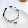 Sweet and cute black acrylic Moon Crescent pendant velvet strap double layer wear choker neck strap collar choker necklace women - Image 4