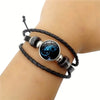 Vintage 12 Zodiac Sign Leather Bracelet Sporty Constellation Glass Snap Button Bracelets For Men Women - Image 5