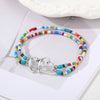 Vintage Double Layer Beaded Hollow Double Heart Anklet for Women Female Bohemia Resin Beads Chain Beach Ankle Foot Jewelry - Image 3