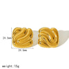 Gold Plated Wave Texture Stud Earrings Chunky Geometric Square Earrings Jewelry for Women - Image 6