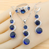 Classic Blue Zirconia Silver Jewelry Sets for Women Earrings Necklace Pendant Ring Bracelet Wedding Gift - Image 7