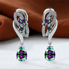 Female Blue Rainbow Stone Earring Silver Color Clip Earrings For Women Charm Crystal Zircon Wedding Jewelry - Image 8