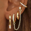 4PC Chain Huggie Earring Set For Women Flower Tragus Hoop Earrings Bulk Cartilage Piercing Helix Jewelry Lobe Earing Lot - Image 10