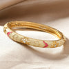 Multicolor Enamel Flower Cuff Bracelet in Gold-Tone - Image 3
