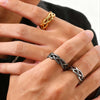 Men's Twisted Chain Ring, Silver Color Stainless Steel Hollow Bands Ring Gift to Dad Father Bff Jewelry - Image 3