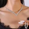 Rhinestone V Necklace and Drop Earrings Bridal Jewelry Set with Optional Bracelet - Image 2