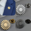 sunflower men's lapel pin, 316L stainless steelgold-plated badge, black brooch for suit accessories, gift for father - Image 1