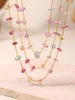 Colorful Crystal Pendant Necklace Bracelet Set 2pcs Women Stainless Steel Gold Plated Chain Bohemian Jewelry Accessories - Image 6