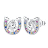 Silver Cat panda koala deer unicorn elephant Zircon Earrings for Women Jewelry Wedding Birthday Gift - Image 12