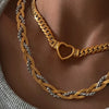 Stainless Steel Snake Chain Flat Gold Color Hollow Heart Choker Necklace Women Gift collares - Image 2