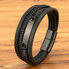 Xqni Multi-layer Braided Leather Wrap Bracelet Men Cool Stainless Steel Casual Buckle Bracelet Jewelry Accessories Gift - Image 1