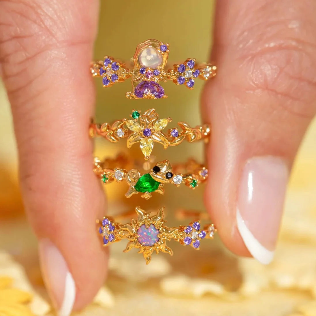 Colorful Adjustable Ring with Heart and Animal Motifs - Image 1