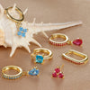 3PCS Water Drop Huggie Hoop Earrings Set for Women Three-petal Flower Stud Earrings Prevent Allergy Piercing Jewelry - Image 3