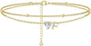 CZ Ankle Bracelets for Women Gold Plated CZ Initial Dainty Layered Heart Anklets Foot Chain Summer Beach Jewelry - Image 7
