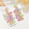 Bohemia Sweet Colorful Raffia Layered Flower Earrings for Women Girls Summer Handmade Rattan Knit Drop Earrings Holiday Jewelry - Image 5