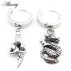 2PCS Stainless Steel Star Cross Snake Spike Skull Sword Blade Chain Feather Spider Dangle Women Men Huggie Hoop Earrings - Image 6