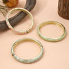 Three-Piece Enamel Flower Bracelet Set in Gold-Tone - Image 3