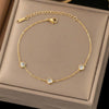 Plated Gold Stainless Steel Anklet White Round Zircon Open Anklet O-Chain for Women Jewelry Beach Party Collocation - Image 3