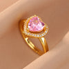 Colorful Cubic Zirconia Open Ring in Gold-Tone Stainless Steel - Image 17