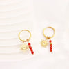 Stone Hoop Earrings for Women Star Sun Starfish Charms Stainless Steel Huggie Earrings Jewelry - Image 6