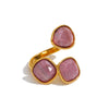 Stainless Steel Colorful K9 Crystal Open Adjustable Ring Golden Pvd Plated Finger Jewelry - Image 10