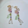 Spring Pink Flower Dangle Earrings for Women, Fairy Charms Floral Leaf Earrings Summer Holiday Pendants Earrings Jewelry Gifts - Image 7